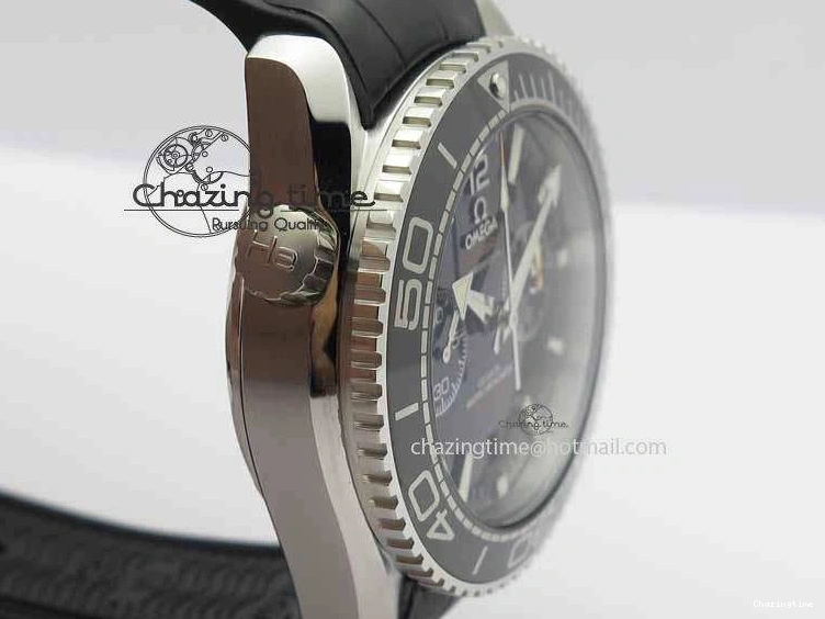 0217 Tailored Planet Ocean Master Chronometer SS OM 1:1 Best Edition Black Dial On Leather Strap A 8173